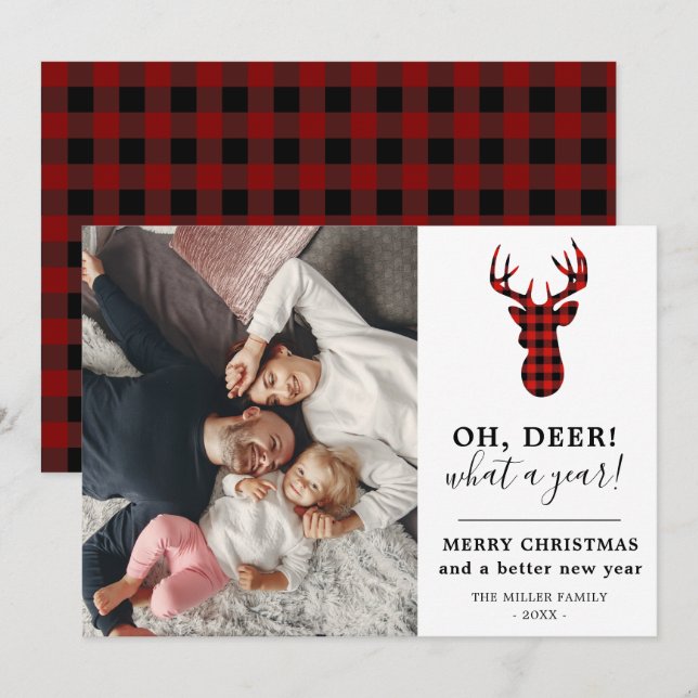Quel cerf de l'année avec carte de vacances photo (Devant / Derrière)