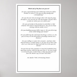 Quel côté de la clôture (noir et blanc) - Affiche