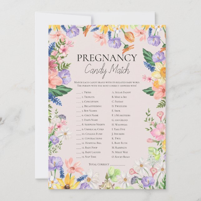 Quelle Douceur C'Est Grossesse Bonbons Match Carte (Devant)