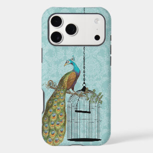 Quelque Chose De Bleu Paon Cage À Oiseaux Damassé