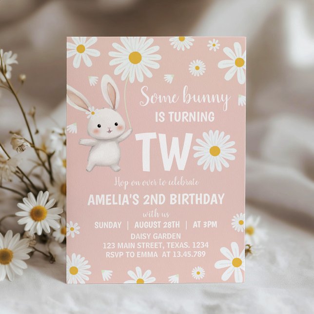 Quelques Bunny Daisy Invitation de fête d'annivers (Créateur téléchargé)