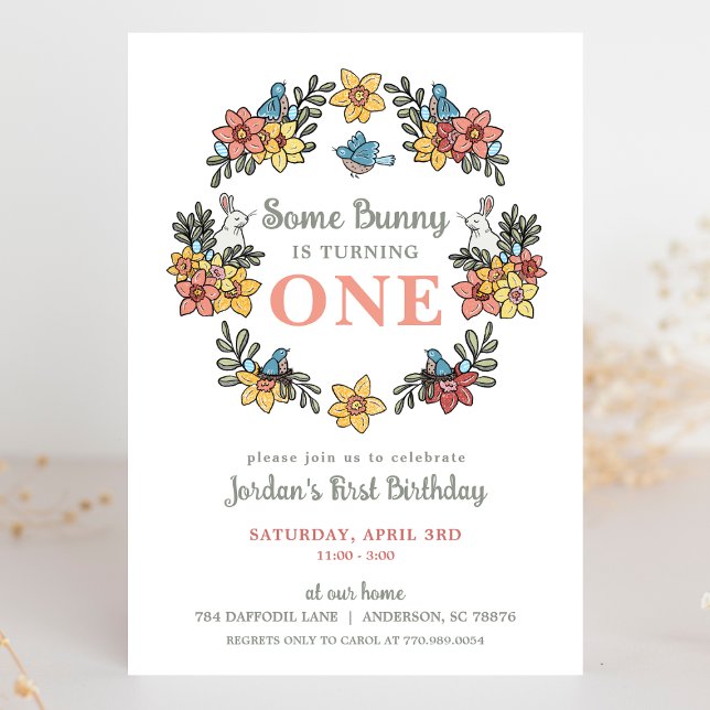 Quelques Bunny Pâques Première Invitation d'annive (Créateur téléchargé)