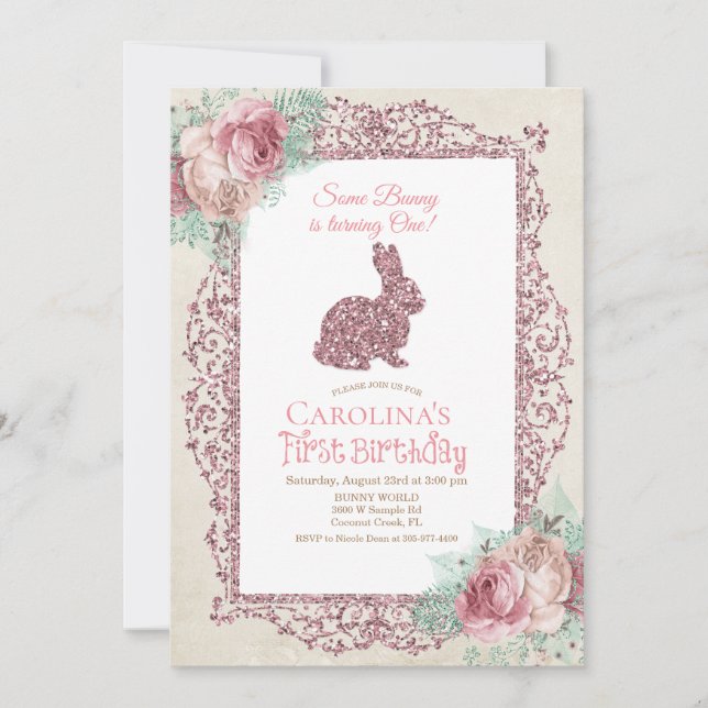 Quelques Bunny Première Invitation d'anniversaire (Devant)
