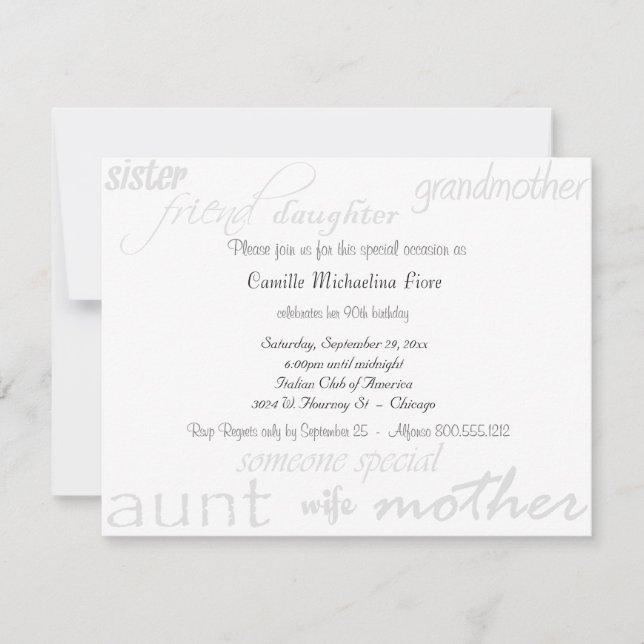 Quelqu'un - femelle - invitation spéciale (Devant)