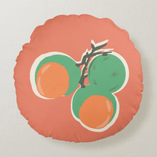 Quenepas Spanish Limes Fruit Hand Drawn Round Pillow