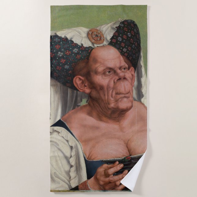 Quentin Matsys - A Grotesque Old Woman Beach Towel (Front)