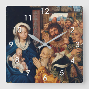 Quentin Matsys - The Adoration of the Magi Square Wall Clock