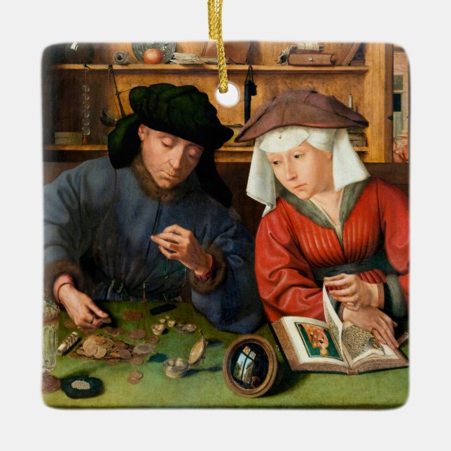 Quentin Matsys - The Moneylender and His Wife Ceramic Ornament (Front)