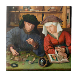 Quentin Matsys - The Moneylender and His Wife Tile