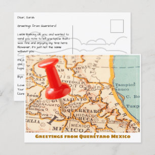 Querétaro Mexico Map Postcard