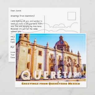 Querétaro Mexico Sign and Church Postcard