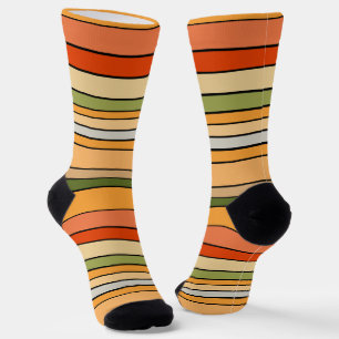 Queso Dip Stripes Orange Red White Green  Socks