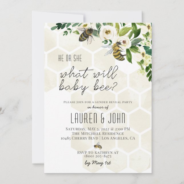 Qu'est-ce que Baby Bee Genre Révélera Invitation (Devant)