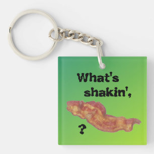 Qu'est-ce qui secoue le porte-clés Bacon vert drôl