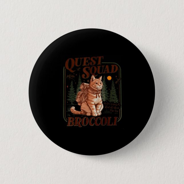 Quest Fantasy Squad Broccoli Funny Cat  2 Inch Round Button (Front)