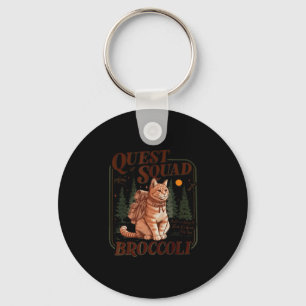 Quest Fantasy Squad Broccoli Funny Cat  Keychain