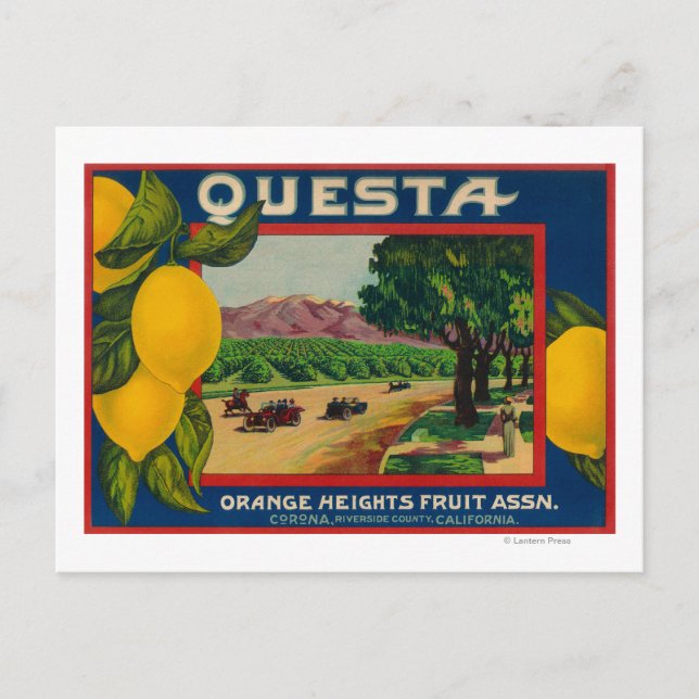 Questa Lemon LabelCorona, CA Postcard (Front)