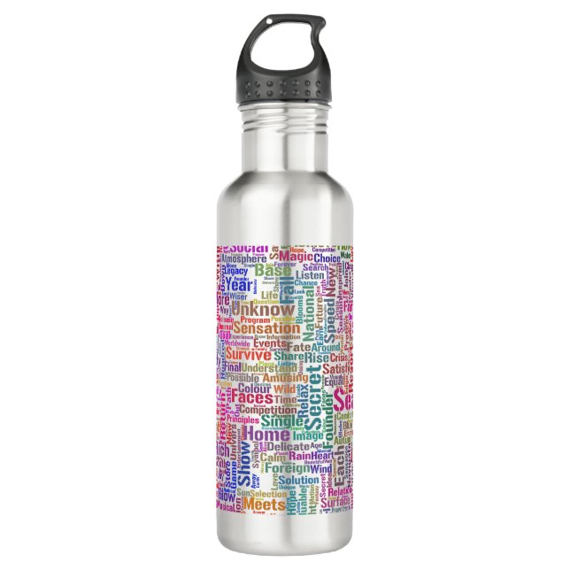Question Apprendre Nuage MotssTexte Motif Message 710 Ml Water Bottle (Front)