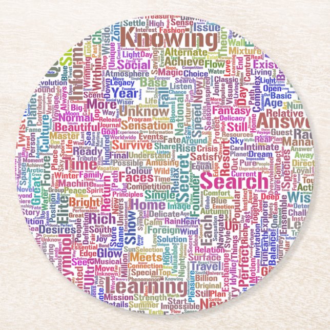 Question Apprendre Nuage MotssTexte Motif Message Round Paper Coaster (Front)