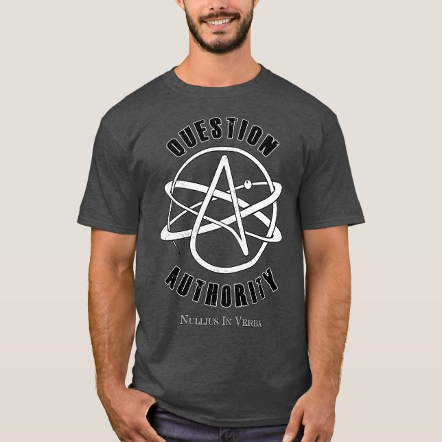 Question Authority American Atheist Shirt -2 sides (Front)