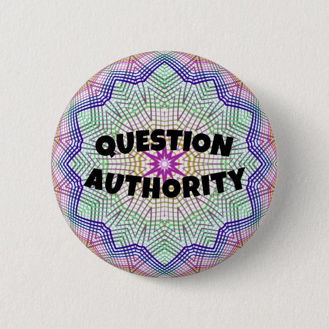 QUESTION AUTHORITY (or Change the Words) 2 Inch Round Button (Front)