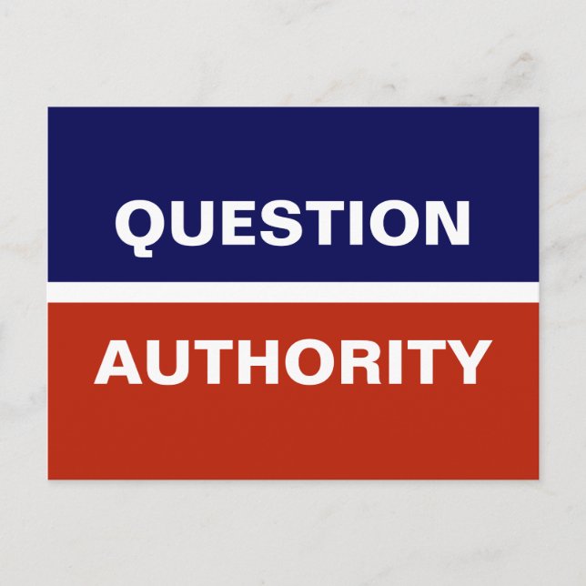Question Authority Red Blue Postcard (Front)