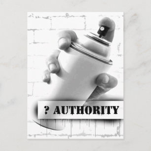 Question Authority - Spray Paint Can - Graffiti Postcard