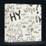 Question Doodles Binder<br><div class="desc">Questions doodled in black ink over white. 

Customize this great product with your own scannable QR bar code text,  monogram,  logo,  company slogan,  or personal message! (click the orange "Customize it!" button above)</div>