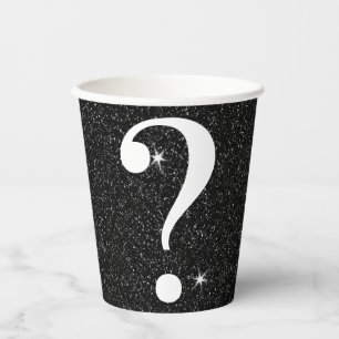 Question Mark Bachelor Party Game Black Glitter Paper Cups