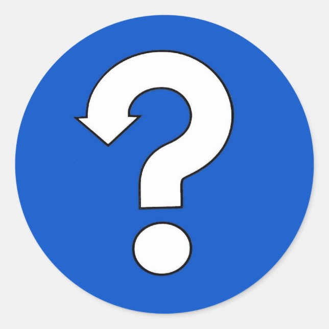 question mark classic round sticker (Front)