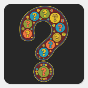 Question Mark Dark Red Artful Image Punctuation Square Sticker