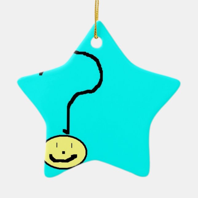 question mark emoji, digital art by kids :) ceramic ornament (Front)