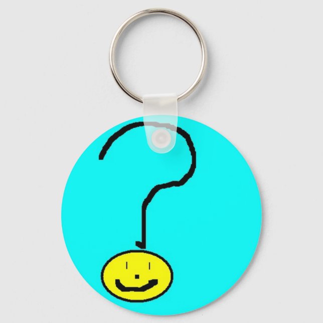 question mark emoji, digital art by kids :) keychain (Front)