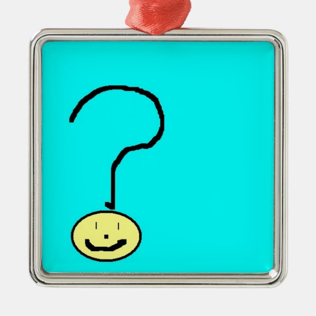 question mark emoji, digital art by kids :) metal ornament (Front)