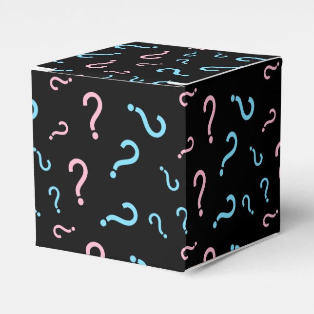 Question Mark Gender Reveal Black Favor Box (Front Side)