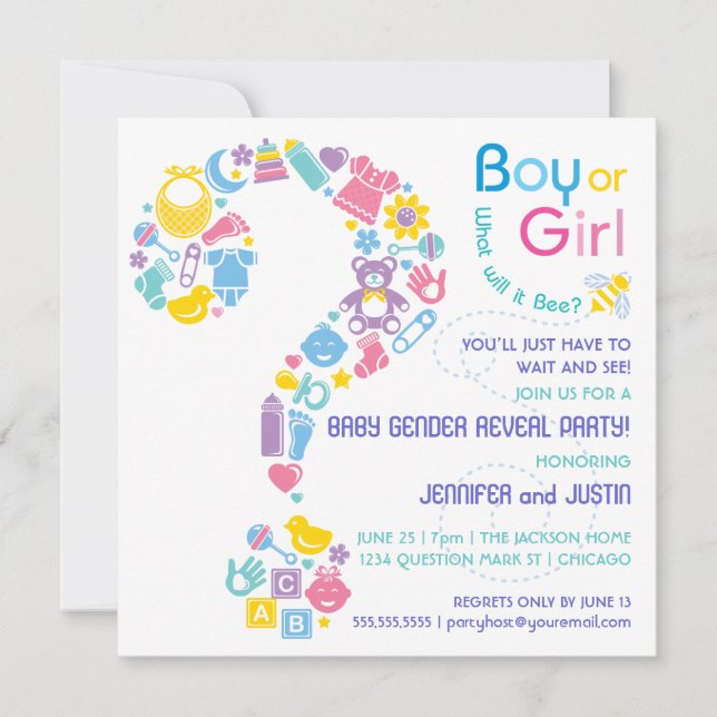Question Mark Gender Reveal Party Invitation (Front)