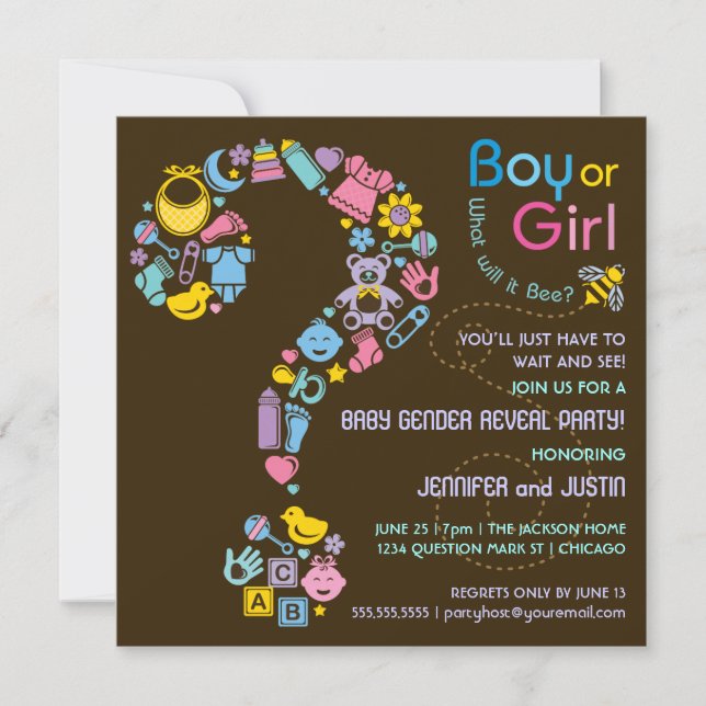 Question Mark Gender Reveal Party Invitation (Front)
