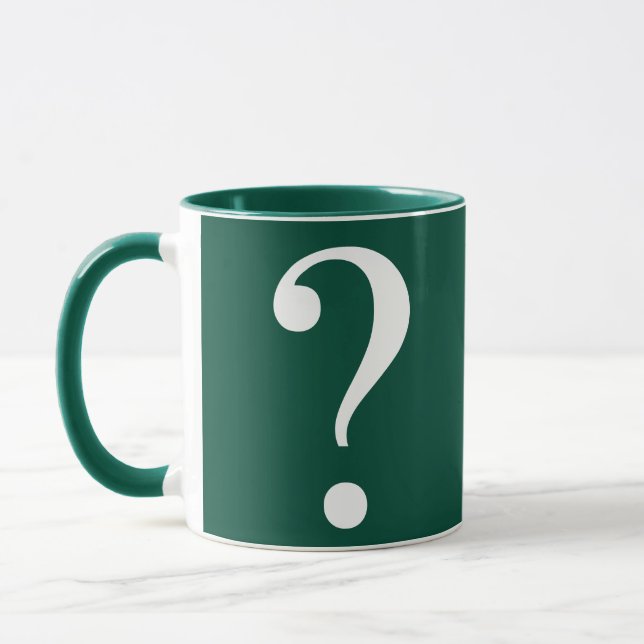 Question Mark Mystery Dare Green White Mug (Left)