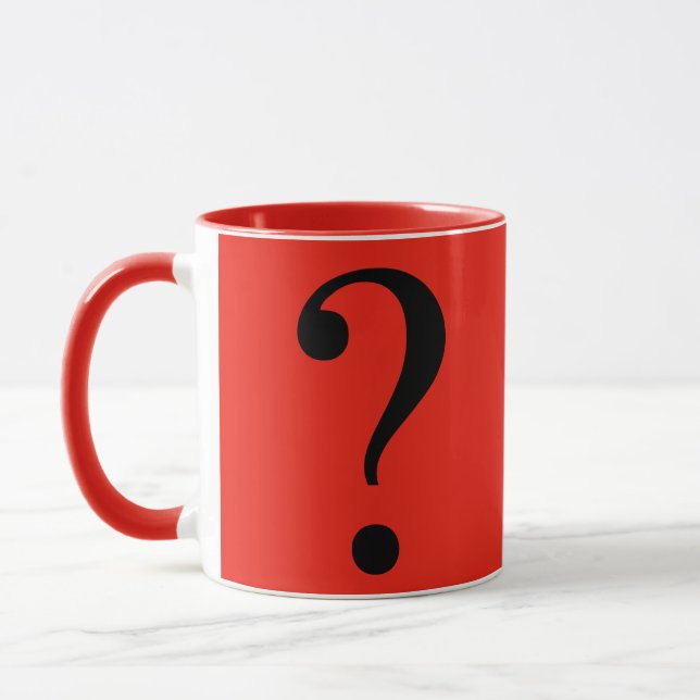 Question Mark Mystery Dare Red Black Mug (Left)