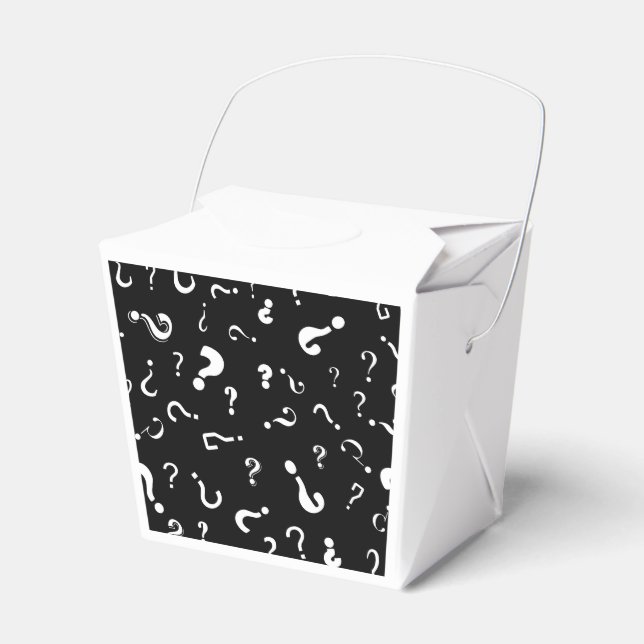 Question mark pattern on black background favor box (Front Side)