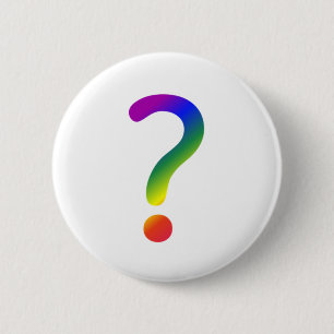 Question mark rainbow 2 inch round button