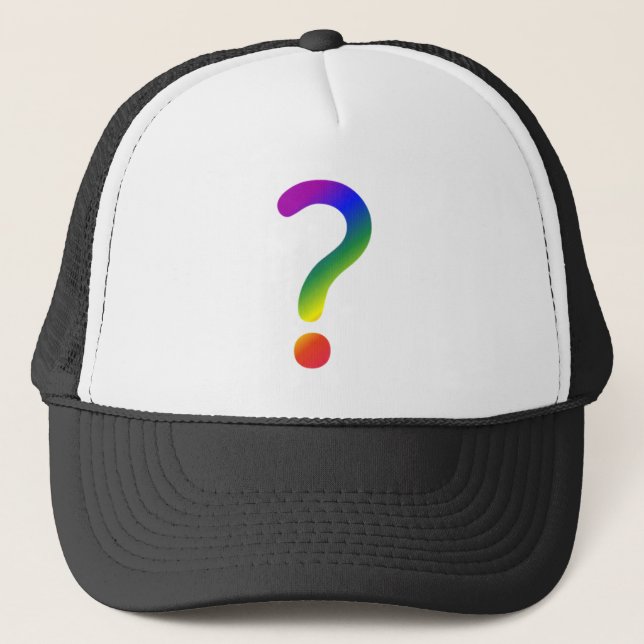 Question mark rainbow trucker hat (Front)