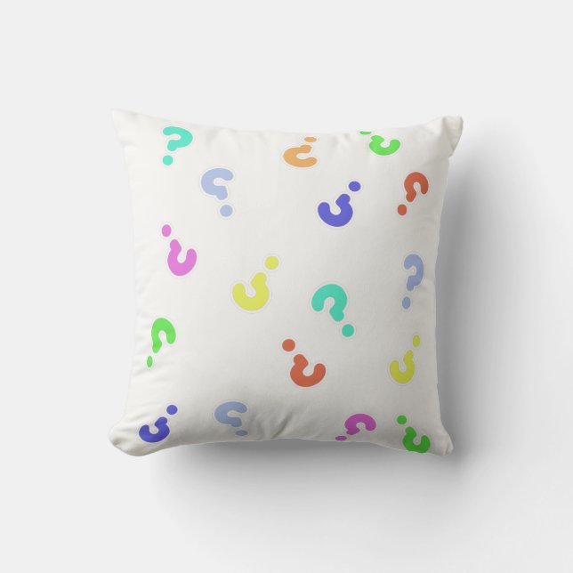 Question Marks Funky Throw Pillow (Front)
