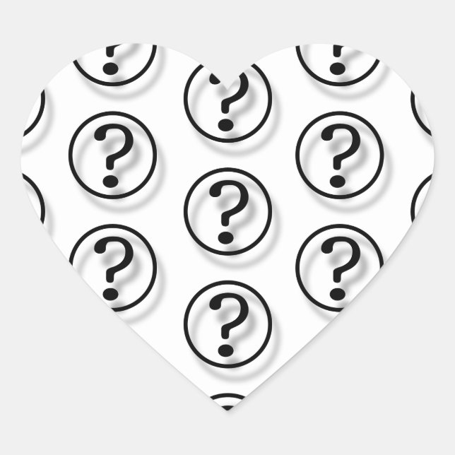 Question Marks Heart Sticker (Front)