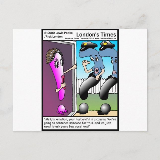 Question Police Funny Cartoon Gifts & Tees Postcard (Front)
