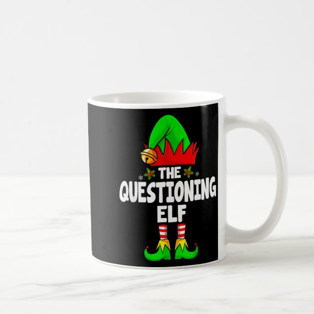 Questioning Elf Group Christmas Funny Pajama Party Coffee Mug (Right)