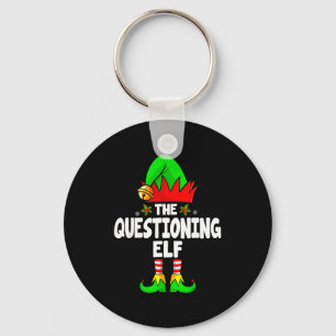 Questioning Elf Group Christmas Funny Pajama Party Keychain