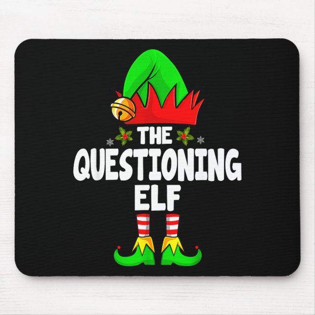 Questioning Elf Group Christmas Funny Pajama Party Mouse Pad (Front)