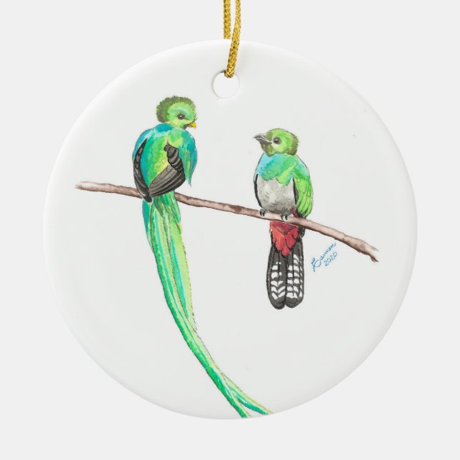 Quetzal Christmas worship Ceramic Ornament (Front)