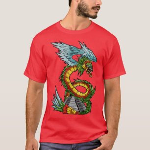 Quetzalcoatl Ancient Aztec Serpent Mayan Temple In T-Shirt